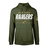 Men's Levelwear Olive New York Rangers Delta Podium Fleece Pullover Hoodie