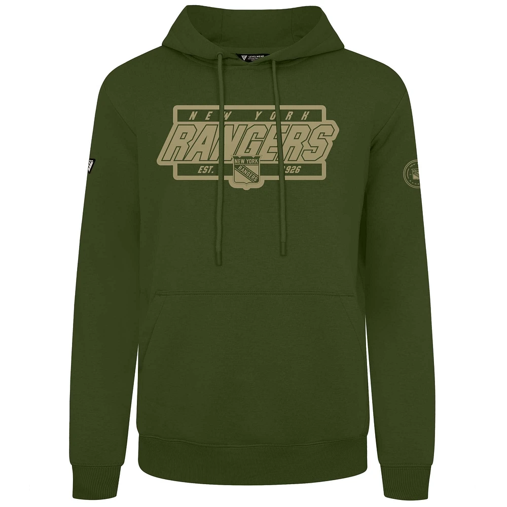 Sweat à capuche enfiler pour homme Levelwear Olive New York Rangers Podium