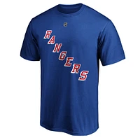 T-shirt bleu pour homme Mika Zibanejad avec nom et numéro Big & Tall des Rangers de New York