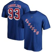 T-shirt bleu pour homme Mika Zibanejad avec nom et numéro Big & Tall des Rangers de New York