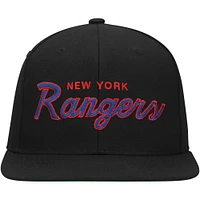 Men's Mitchell & Ness Black New York Rangers Core Team Script 2.0 Snapback Hat