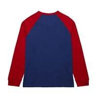 T-shirt à manches longues raglan bleu/rouge pour homme Mitchell & Ness New York Rangers Legendary Slub