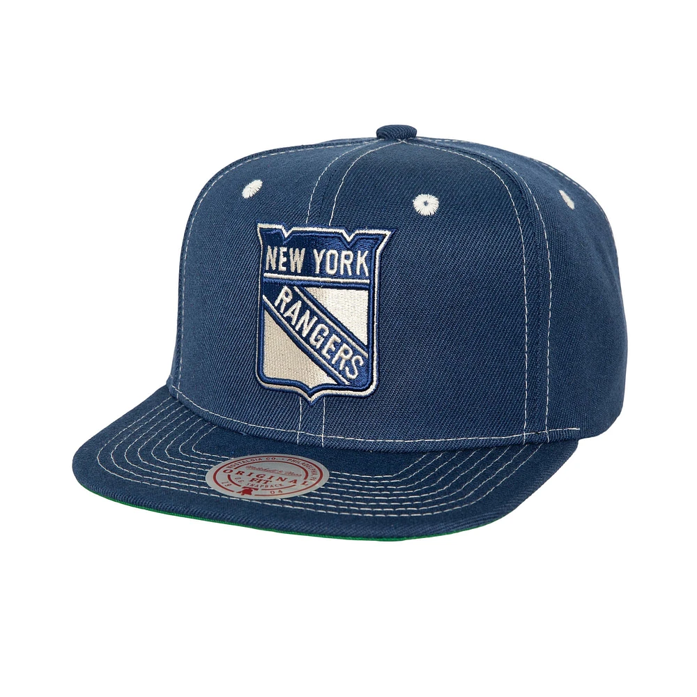 Casquette Snapback naturelle à contraste énergétique bleu New York Rangers Mitchell & Ness pour hommes