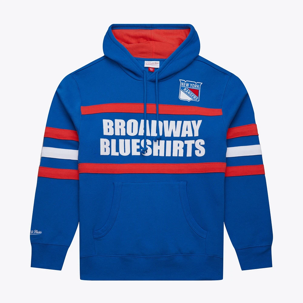 Men's Mitchell & Ness Blue New York Rangers Head Coach Slogan Pullover Hoodie