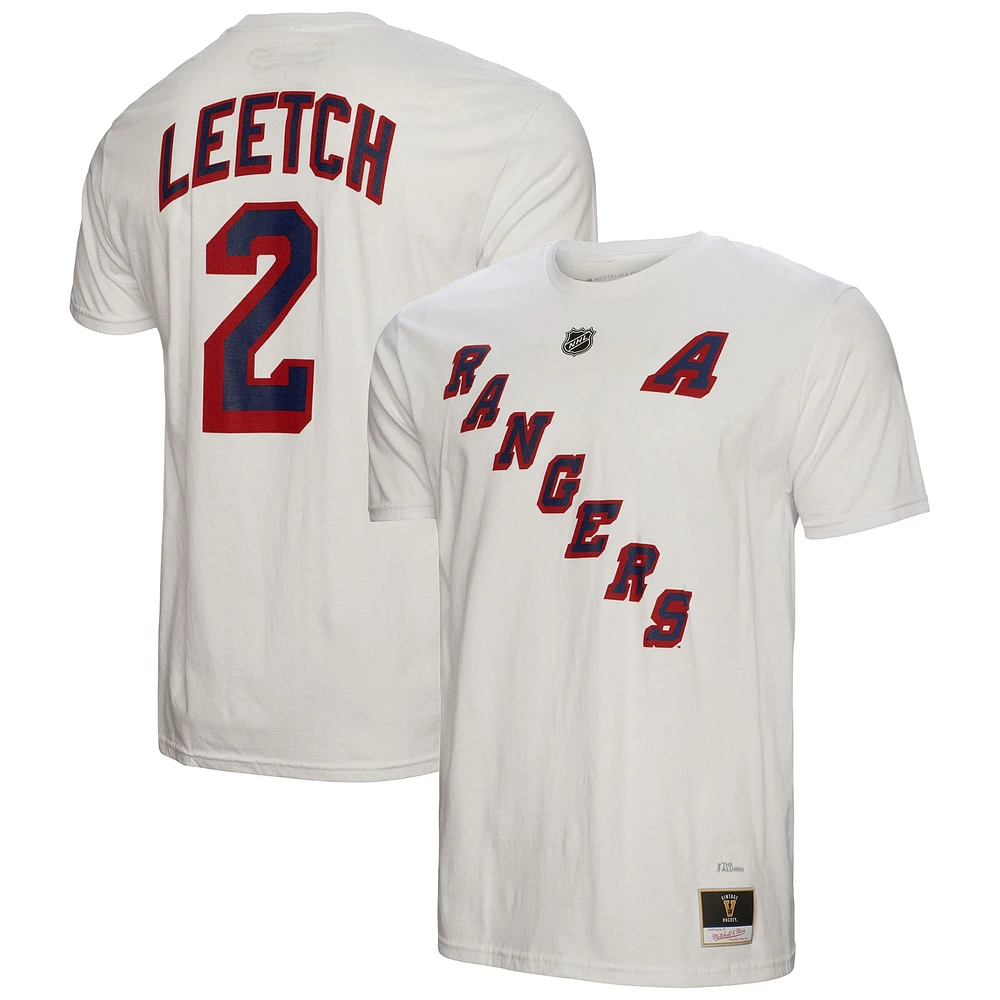 T-shirt blanc avec nom et numéro des Rangers de New York Mitchell & Ness Brian Leetch pour hommes