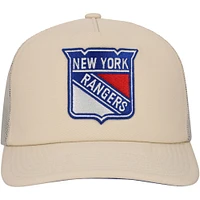 Men's Mitchell & Ness Cream New York Rangers Foam Front Trucker Adjustable Hat