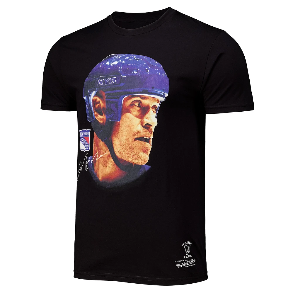 Men's Mitchell & Ness Mark Messier Black New York Rangers Big Face T-Shirt