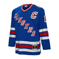 Maillot de joueur bleu Mitchell & Ness Mark Messier des Rangers New York Big Tall 1993 Captain Patch Blue Line pour hommes