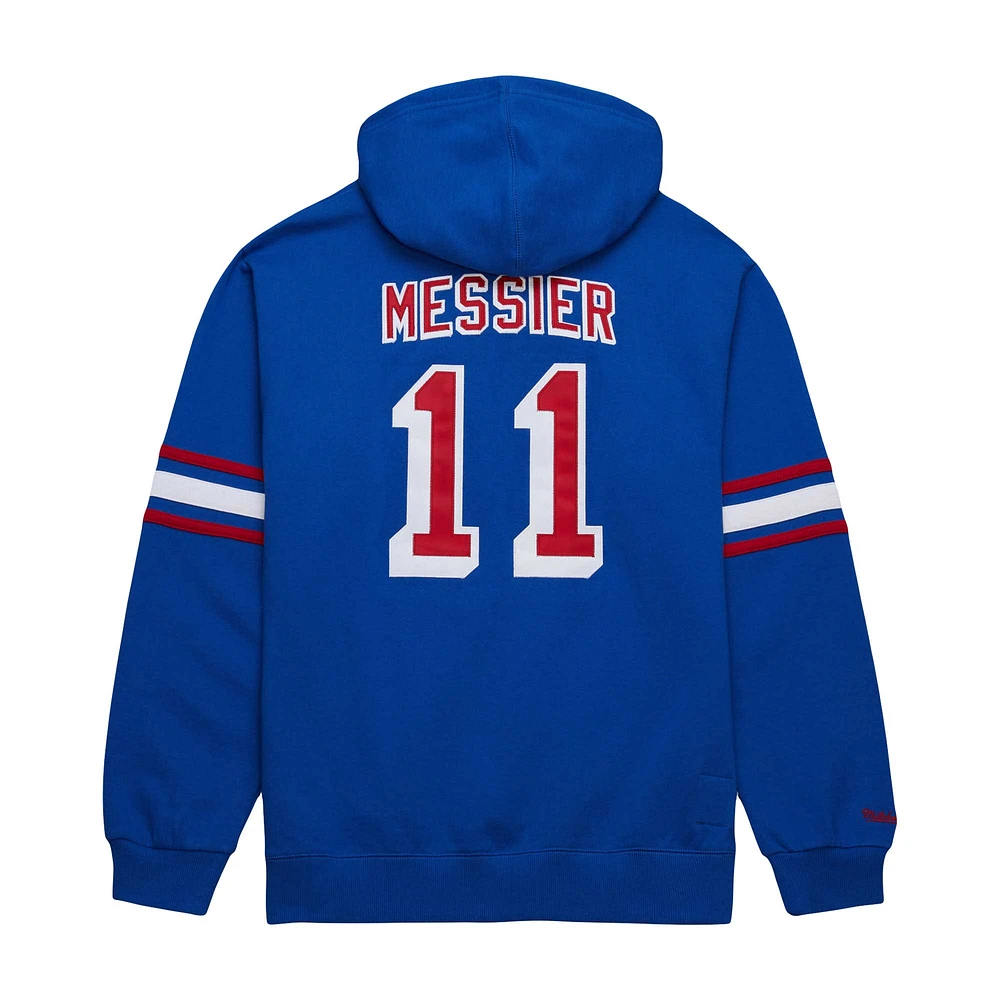 Men's Mitchell & Ness Mark Messier Blue New York Rangers Name Number Premium Pullover Hoodie