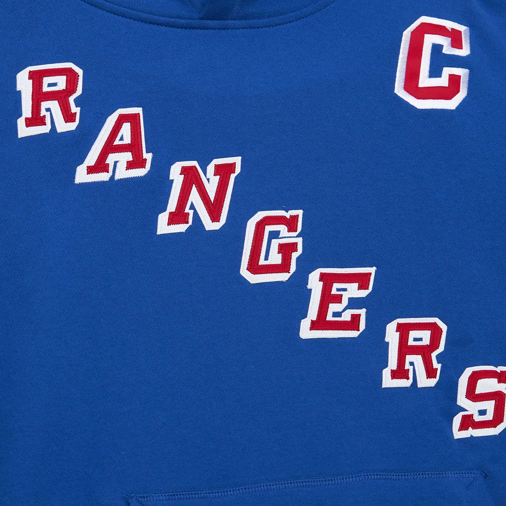 Men's Mitchell & Ness Mark Messier Blue New York Rangers Name Number Premium Pullover Hoodie