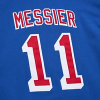 Men's Mitchell & Ness Mark Messier Blue New York Rangers Name Number Premium Pullover Hoodie