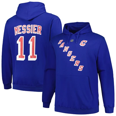 Chandail à capuchon bleu avec nom et numéro des Rangers de New York Mitchell & Ness Mark Messier pour hommes