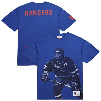 T-shirt Mitchell & Ness pour homme avec logo vintage Mark Messier des Rangers de New York la LNH Ultimate Player bleu