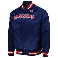 Men's Mitchell & Ness Navy New York Rangers Satin Full-Snap Varsity Jacket