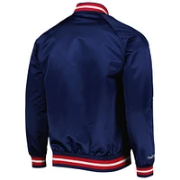 Men's Mitchell & Ness Navy New York Rangers Satin Full-Snap Varsity Jacket