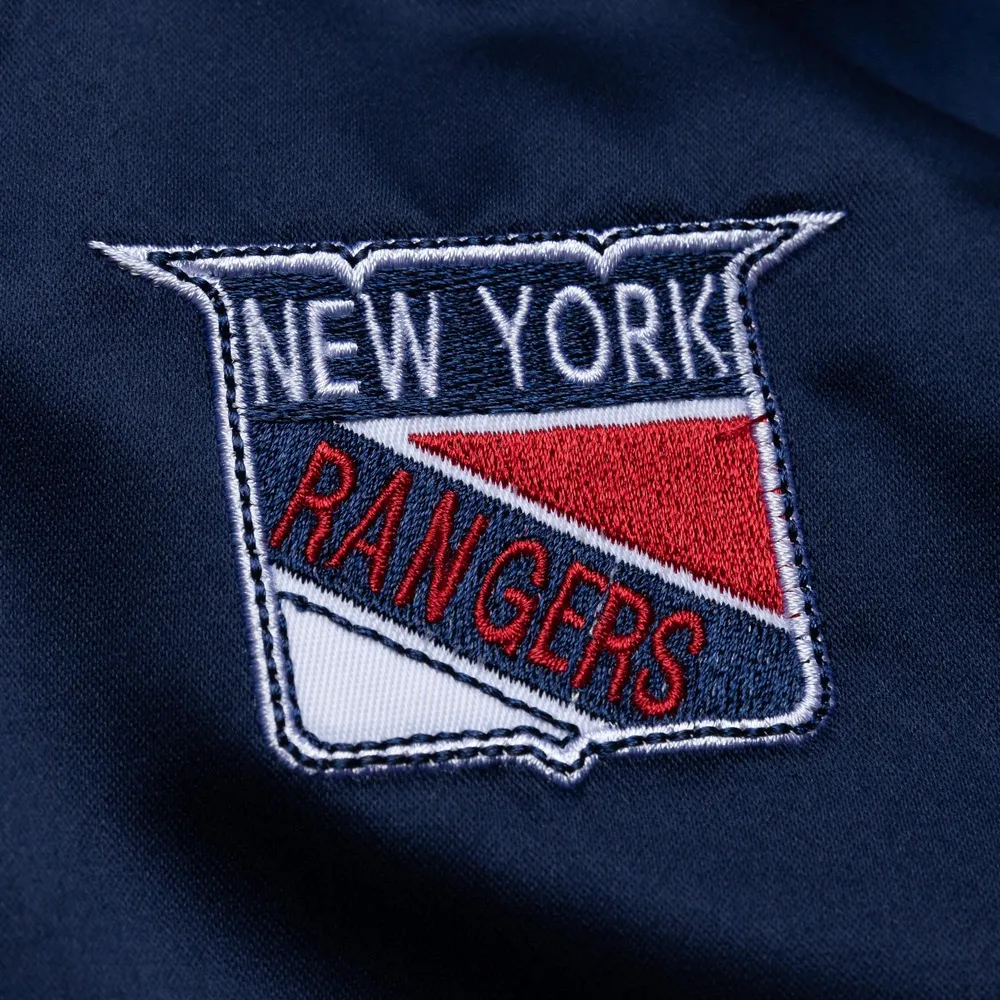 Men's Mitchell & Ness Navy New York Rangers Satin Full-Snap Varsity Jacket