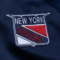 Men's Mitchell & Ness Navy New York Rangers Satin Full-Snap Varsity Jacket