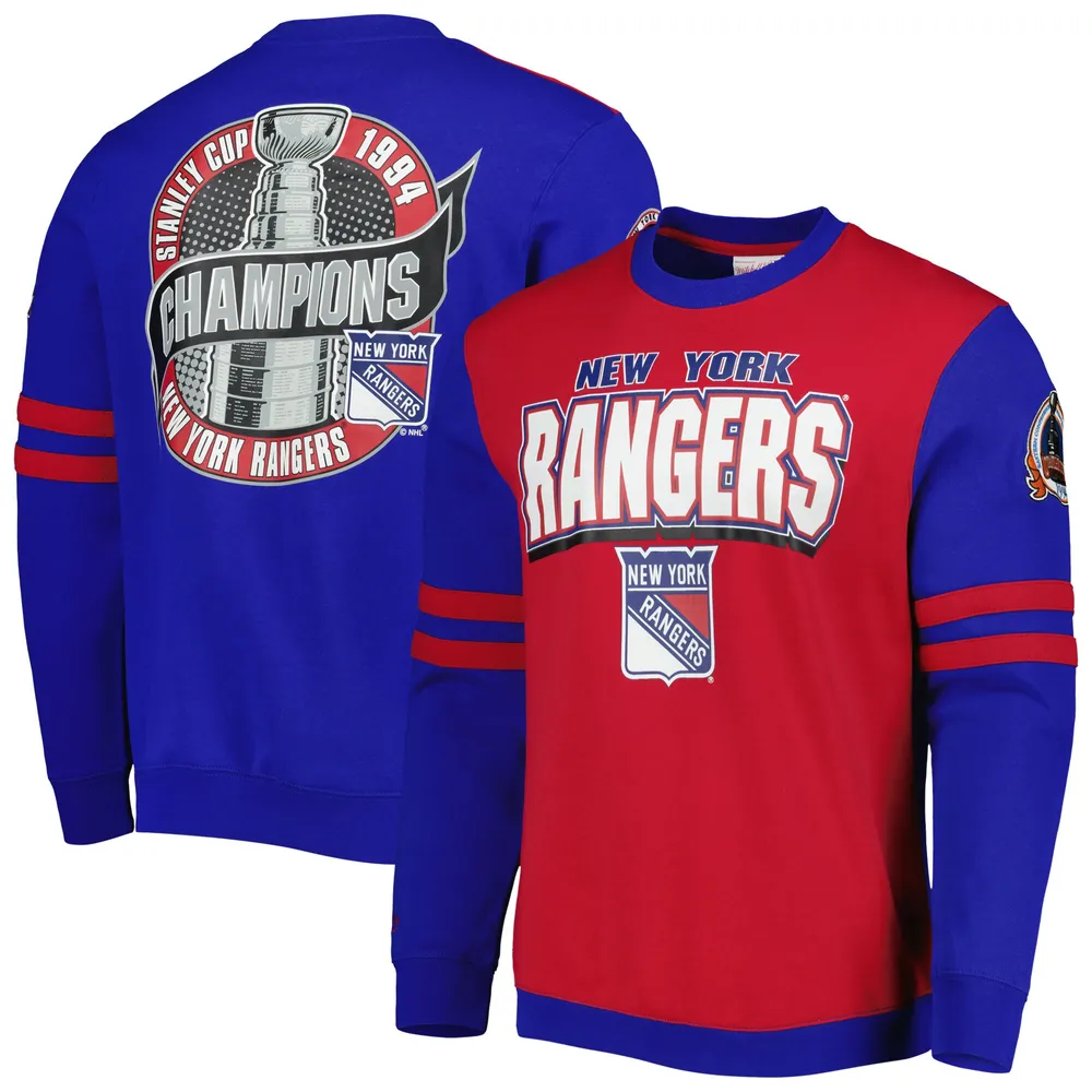 Men's New York Rangers Mitchell & Ness Red/Blue 1994 Stanley Cup Champions  Pullover Sweatshirt