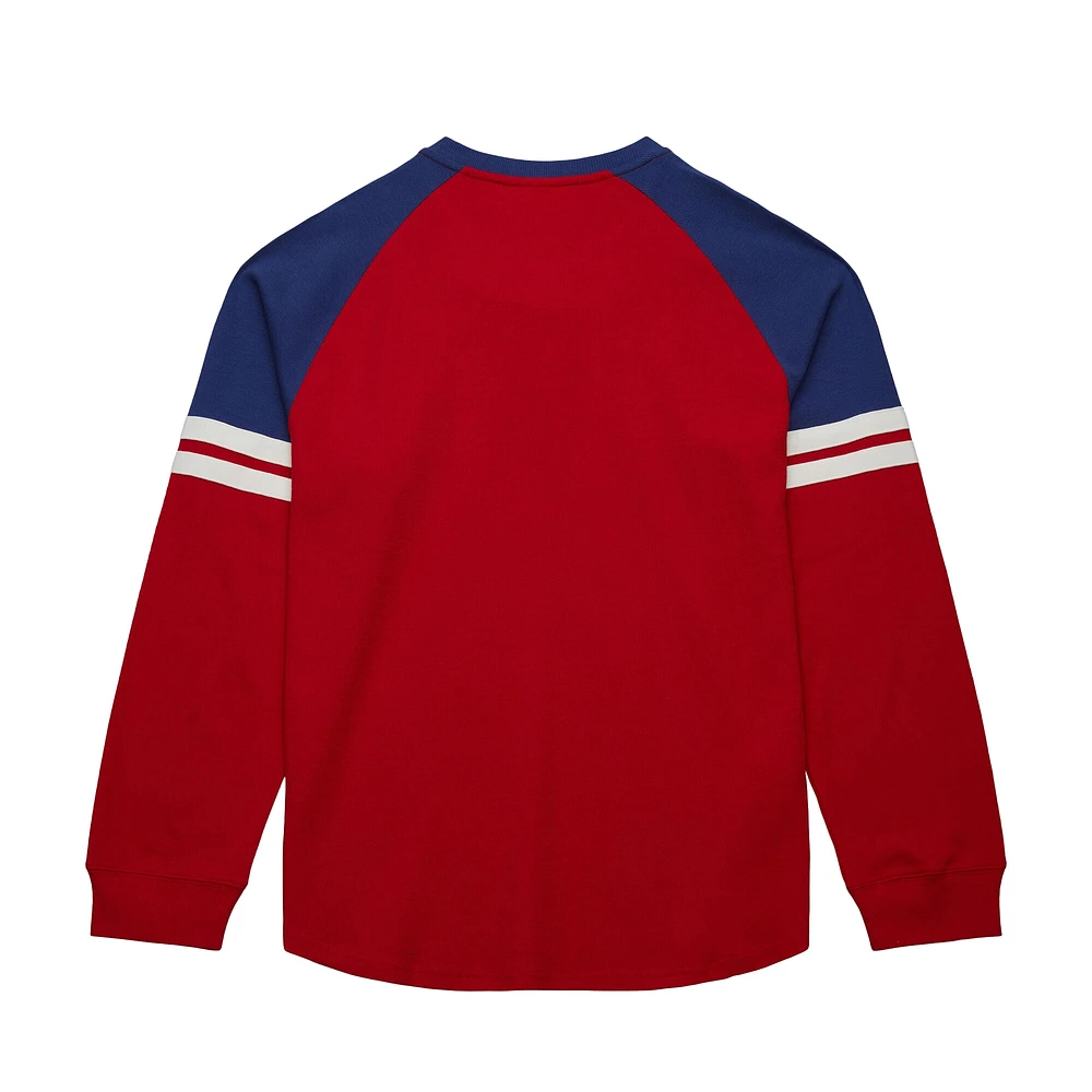 Men's Mitchell & Ness  Red New York Rangers Thermal Henley Long Sleeve T-Shirt