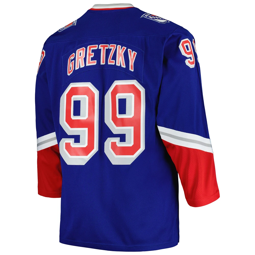 Maillot de joueur bleu Big & Tall Blue Line des Rangers New York Mitchell Ness Wayne Gretzky pour hommes