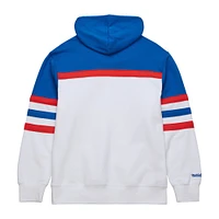 Men's Mitchell & Ness White/Blue New York Rangers Head Coach Pullover Hoodie