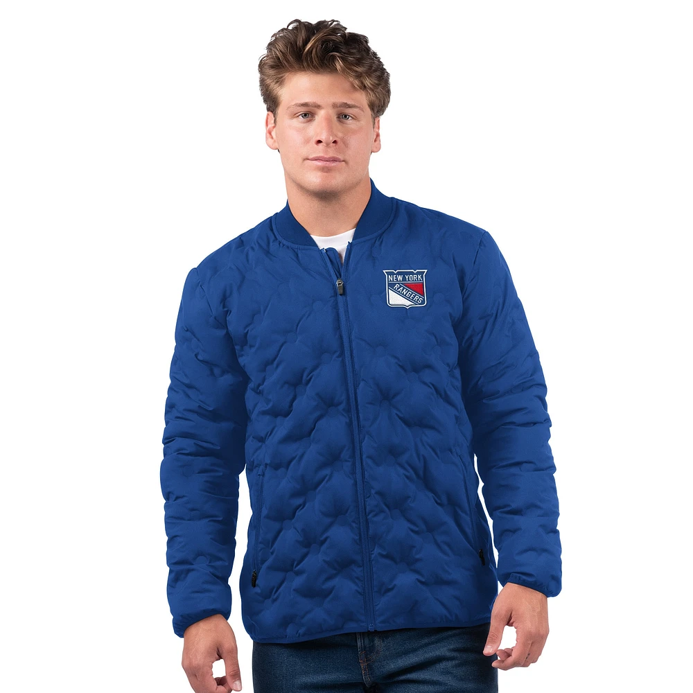 Veste matelassée entièrement zippée MSX by Michael Strahan pour homme, bleu New York Rangers Persistence