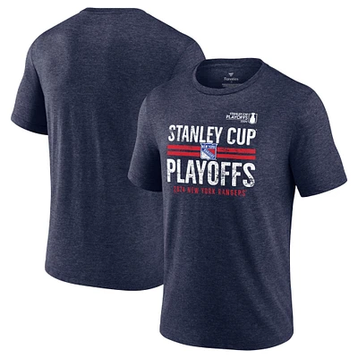 Men's  Navy New York Rangers 2024 Stanley Cup Playoffs Crossbar Tri-Blend T-Shirt