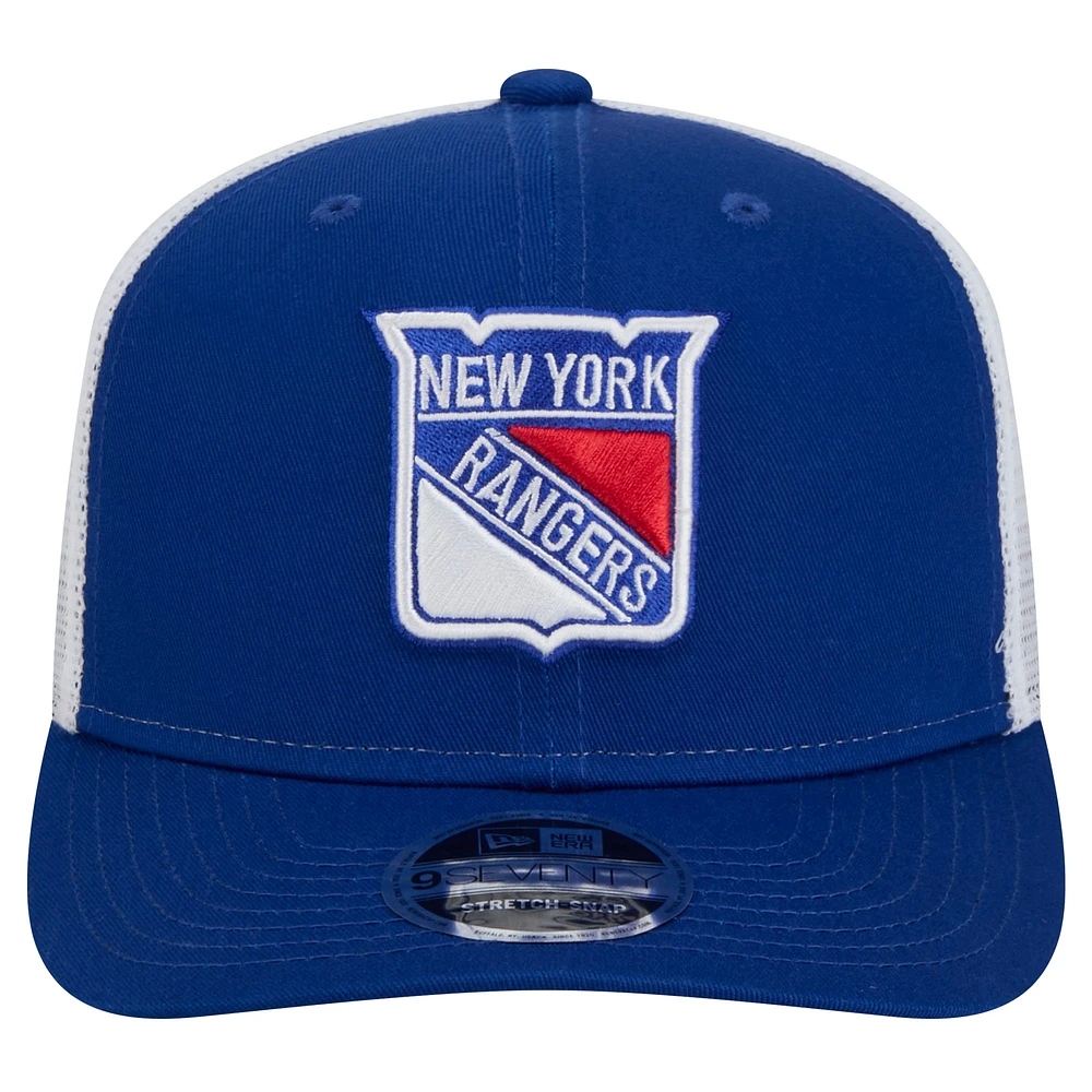 Men's New Era Blue New York Rangers Core Trucker 9SEVENTY Stretch-Snap Hat