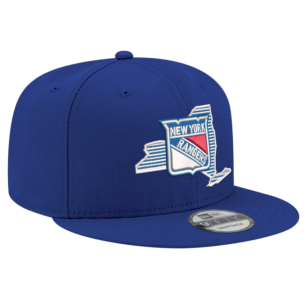 Casquette snapback 9FIFTY bleue New Era pour homme, New York Rangers State Pride