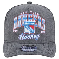 Men's New Era  Charcoal New York Rangers Throwback Washed A-Frame Pre-Curved 9FIFTY Snapback Hat