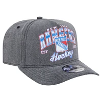Men's New Era  Charcoal New York Rangers Throwback Washed A-Frame Pre-Curved 9FIFTY Snapback Hat