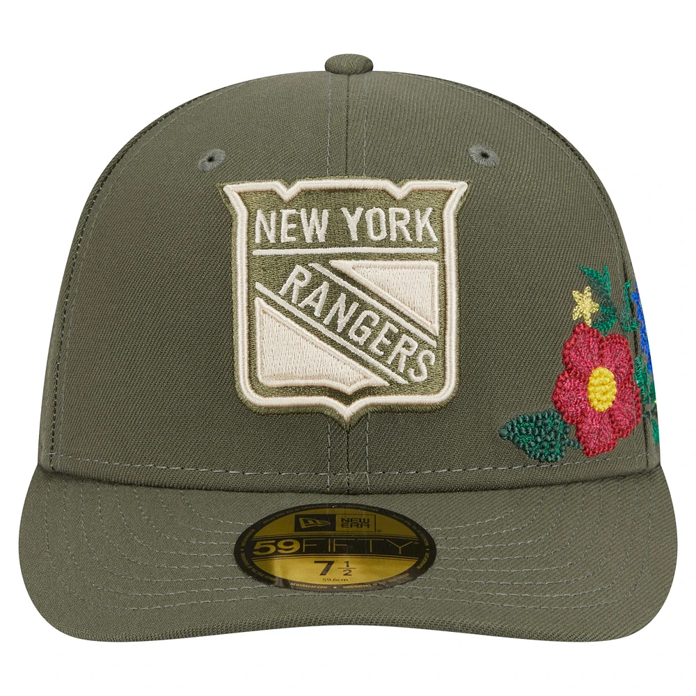 Men's New Era Olive York Rangers Tonal Florals 59FIFTY Fitted Hat