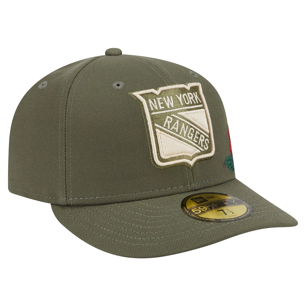 Men's New Era Olive York Rangers Tonal Florals 59FIFTY Fitted Hat