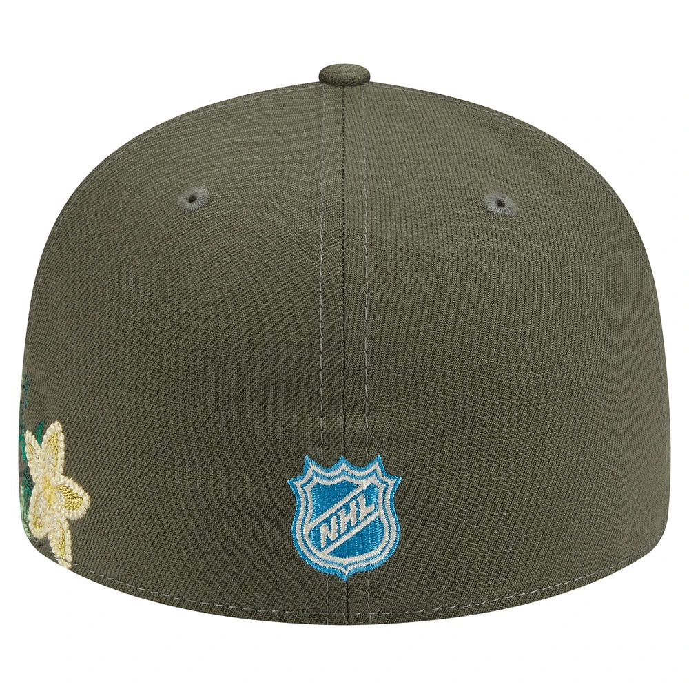 Men's New Era Olive York Rangers Tonal Florals 59FIFTY Fitted Hat