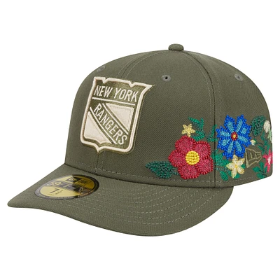 Men's New Era Olive York Rangers Tonal Florals 59FIFTY Fitted Hat