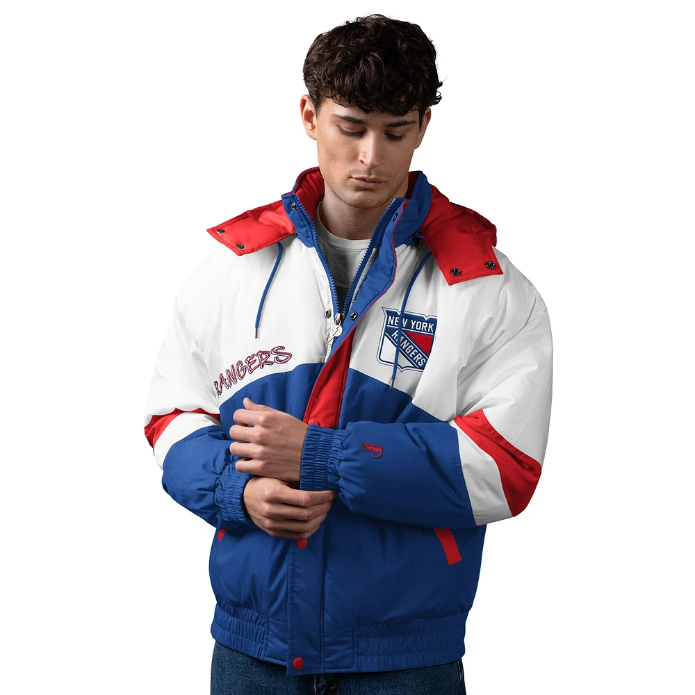 Veste à capuche zippée épaule contre Pro Player Royal New York Rangers pour homme