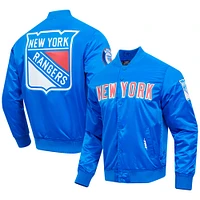 Veste à bouton-pression classique en satin bleu New York Rangers Pro Standard pour hommes