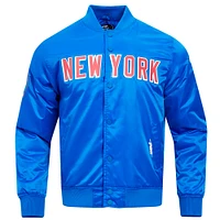 Veste à bouton-pression classique en satin bleu New York Rangers Pro Standard pour hommes