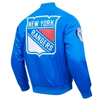 Veste à bouton-pression classique en satin bleu New York Rangers Pro Standard pour hommes