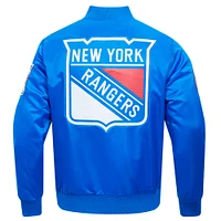 Veste à bouton-pression classique en satin bleu New York Rangers Pro Standard pour hommes