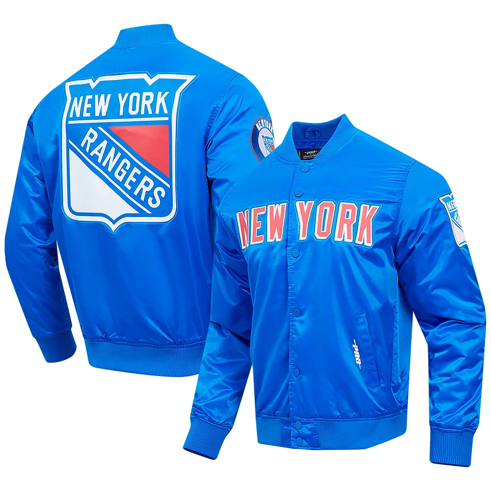 Men's Pro Standard Blue New York Rangers Classic Satin Full-Snap Jacket