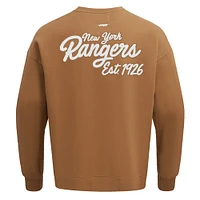 Men's Pro Standard  Brown New York Rangers Paint the City Pullover Sweatshirt