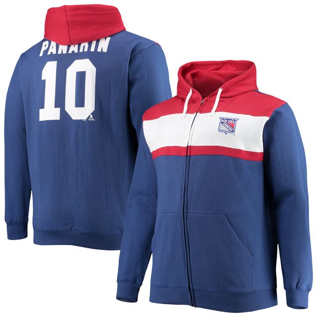 Profil pour hommes Artemi Panarin Bleu New York Rangers Big & Tall Colorblock Full-Zip Sweat à capuche