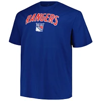 T-shirt bleu Profile pour hommes des Rangers de New York Big & Tall Arch Over Logo