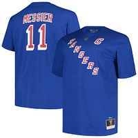 Profil pour homme Mark Messier Bleu New York Rangers Big & Tall Captain Patch Nom et numéro T-shirt