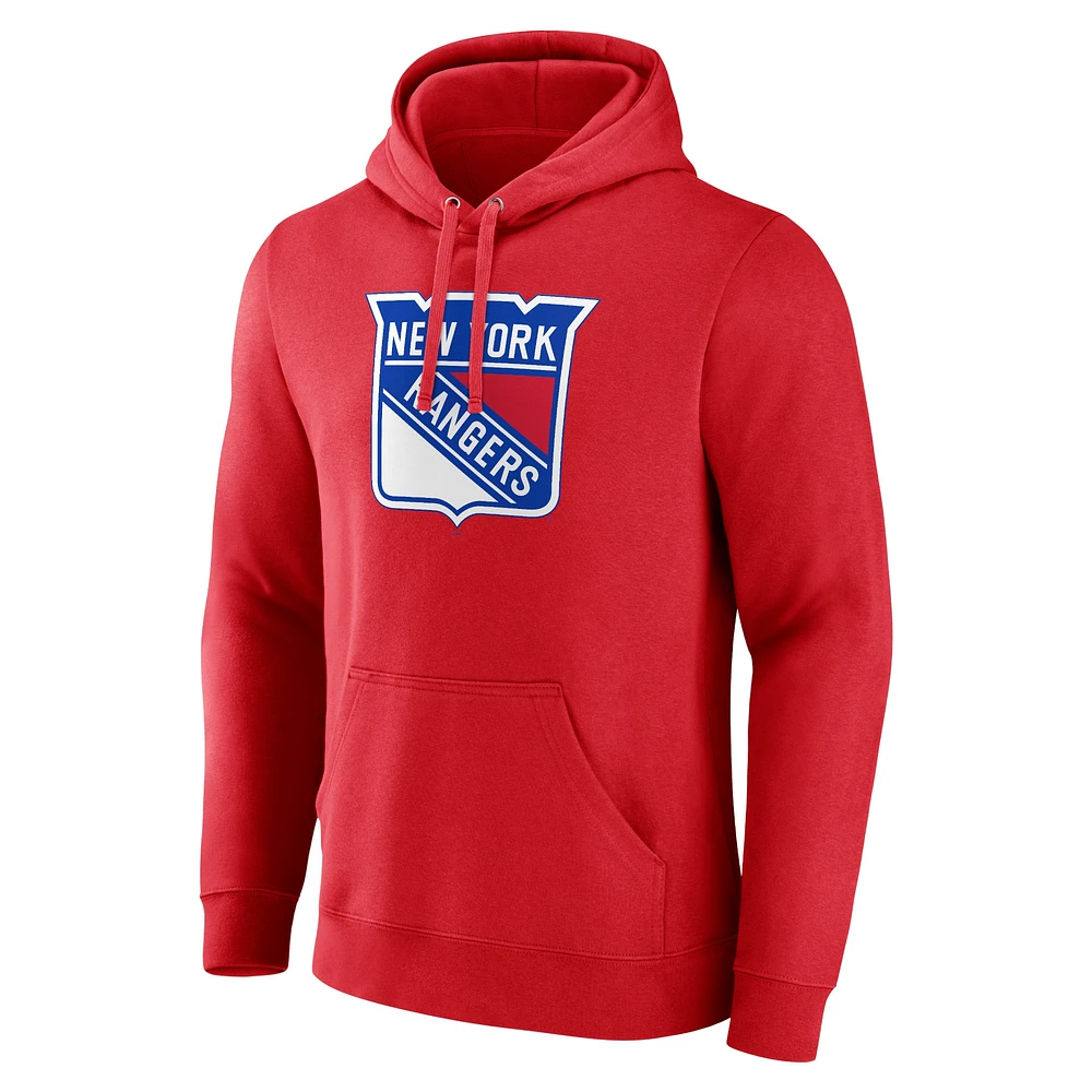 Sweat à capuche rouge avec logo principal des Rangers de New York pour hommes