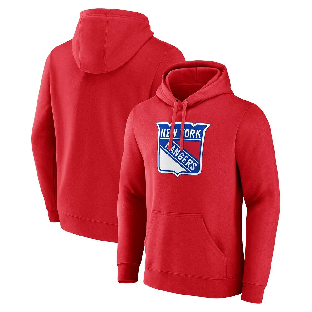 Men's Red New York Rangers Primary Logo Pullover Hoodie