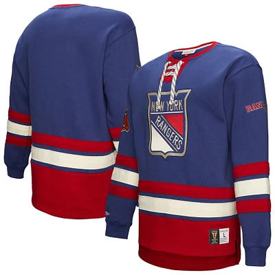 Men's Royal New York Rangers Heritage Lace-Up Pullover Sweatshirt