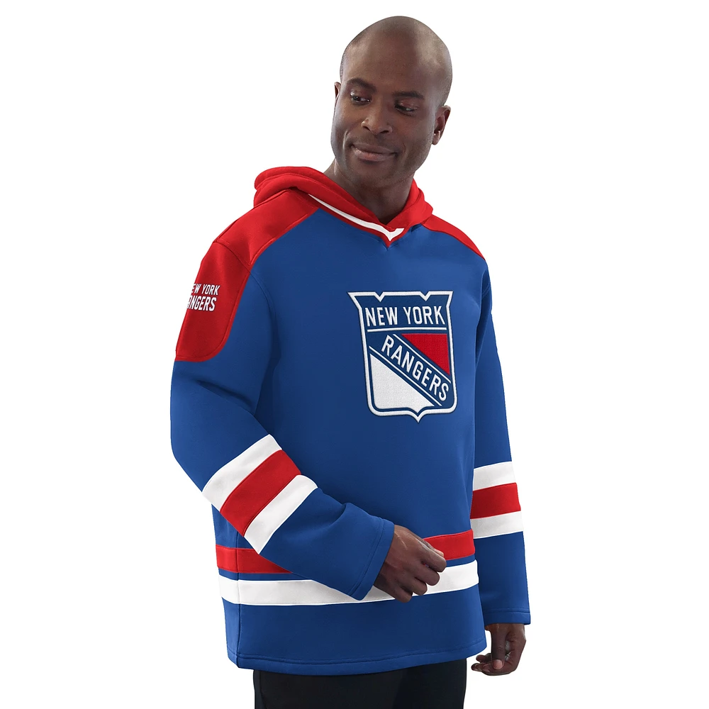 Men's Starter Blue/Red New York Rangers Hockey Pullover Hoodie