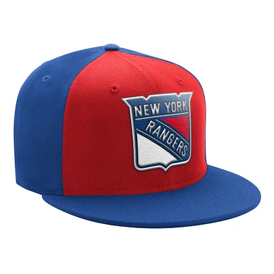 Casquette Snapback bicolore avec logo Starter rouge/bleu des New York Rangers pour hommes